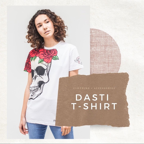 Funny White Skull T-Shirt for women relaxed fit - Picture 3 of 4